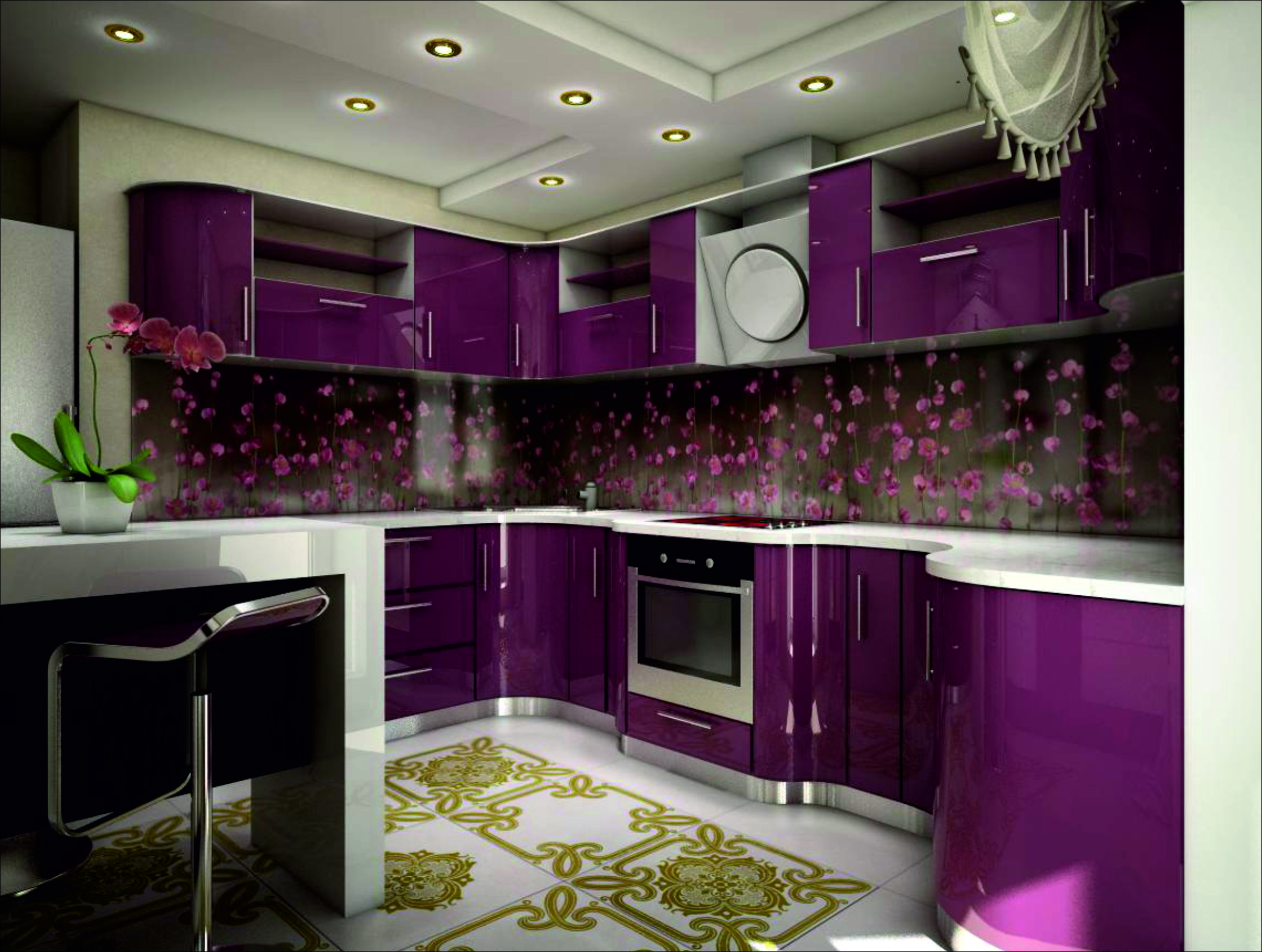 Оттенки фиолетового фартук на кухню