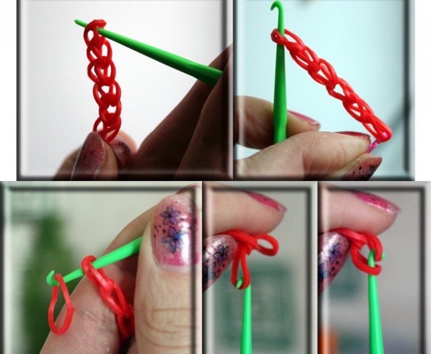 Самое простое плетение браслета из резиночек с помощью крючка